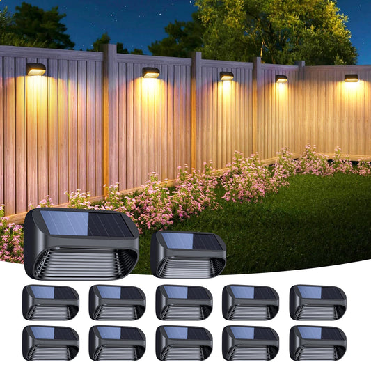 Solar Fence Lights Auto On Outdoor Deck Patio Lighting