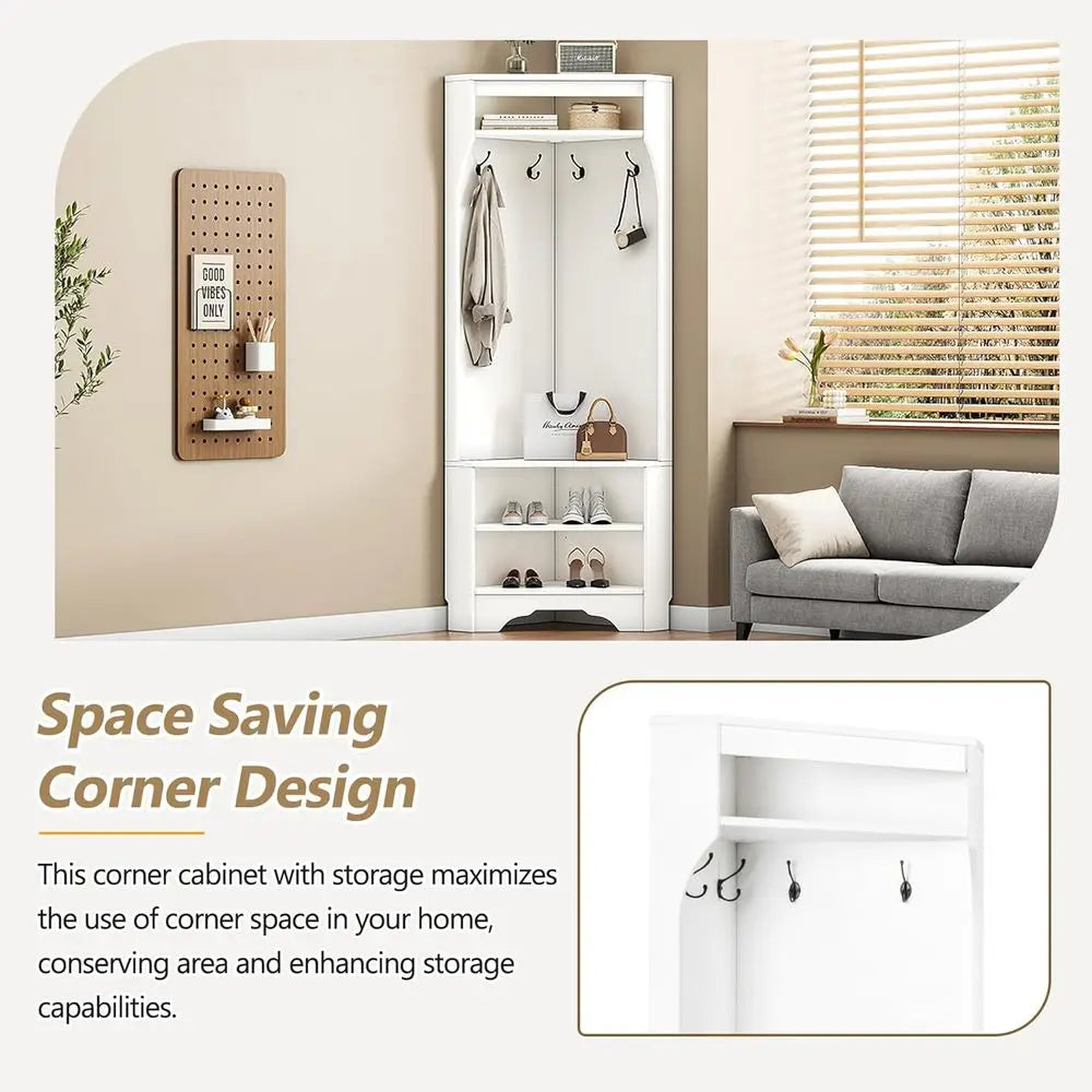 Hall Tree Featuring Four Hooks And Coat Rack Storage