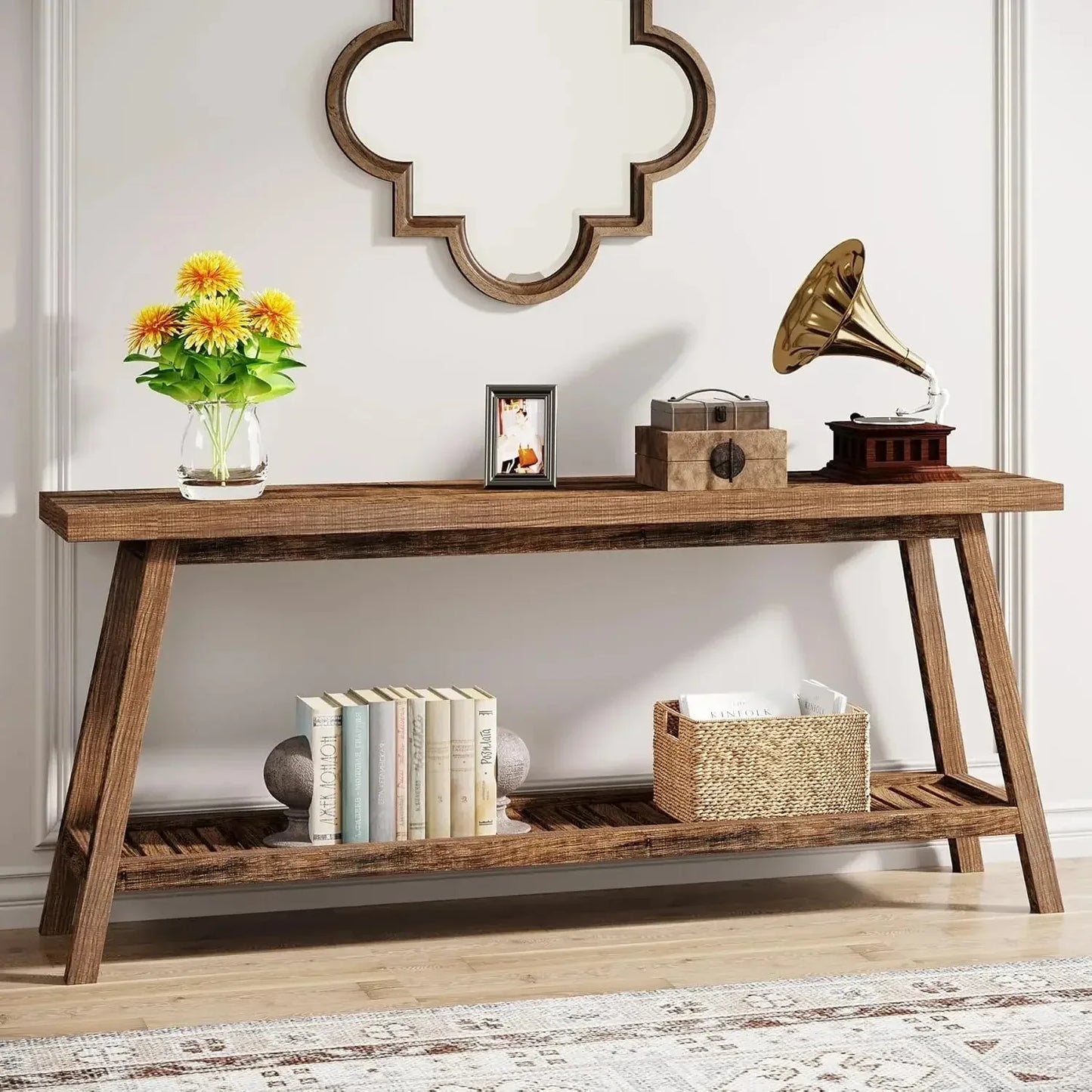 Little Tree Console Table For Entryway Two Tier Hallway