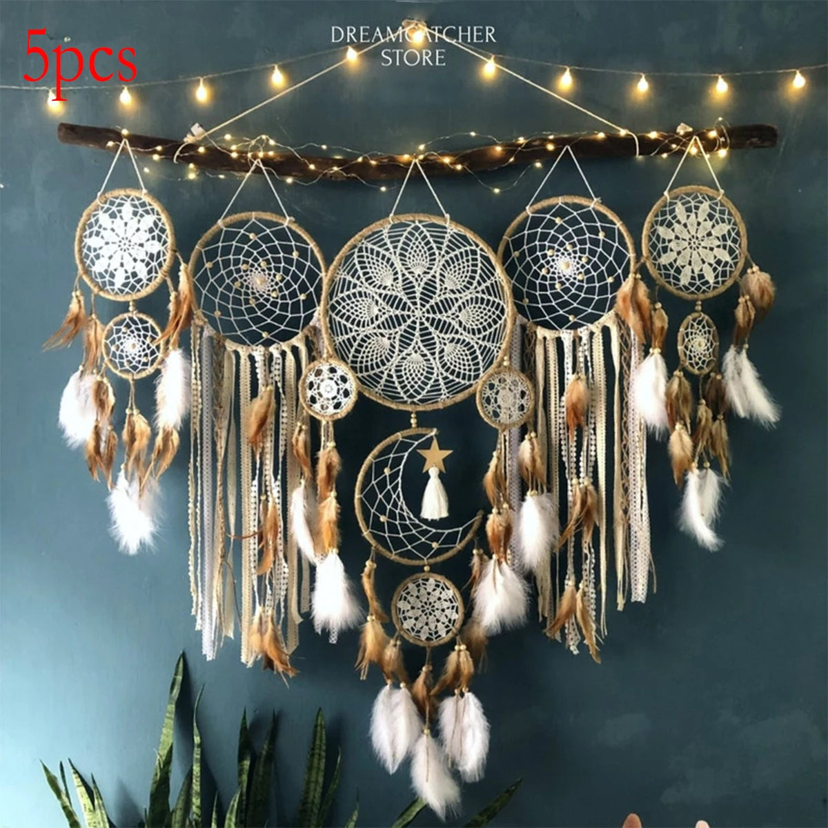 Handcrafted Dream Catcher Moon Sun Bohemian Textile Wall Decor