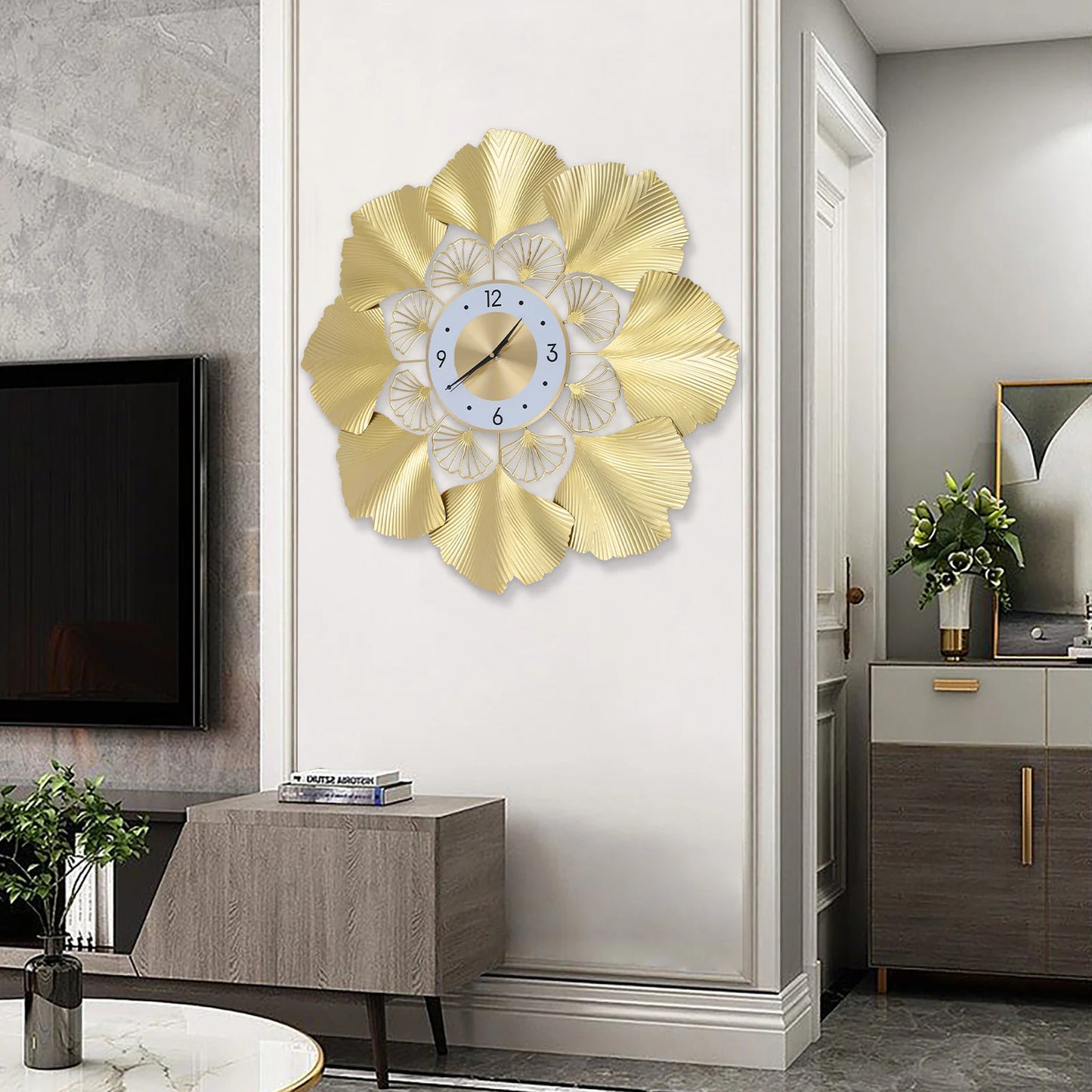 Ginkgo 3D Wall Clock Silent Movement Digital Display