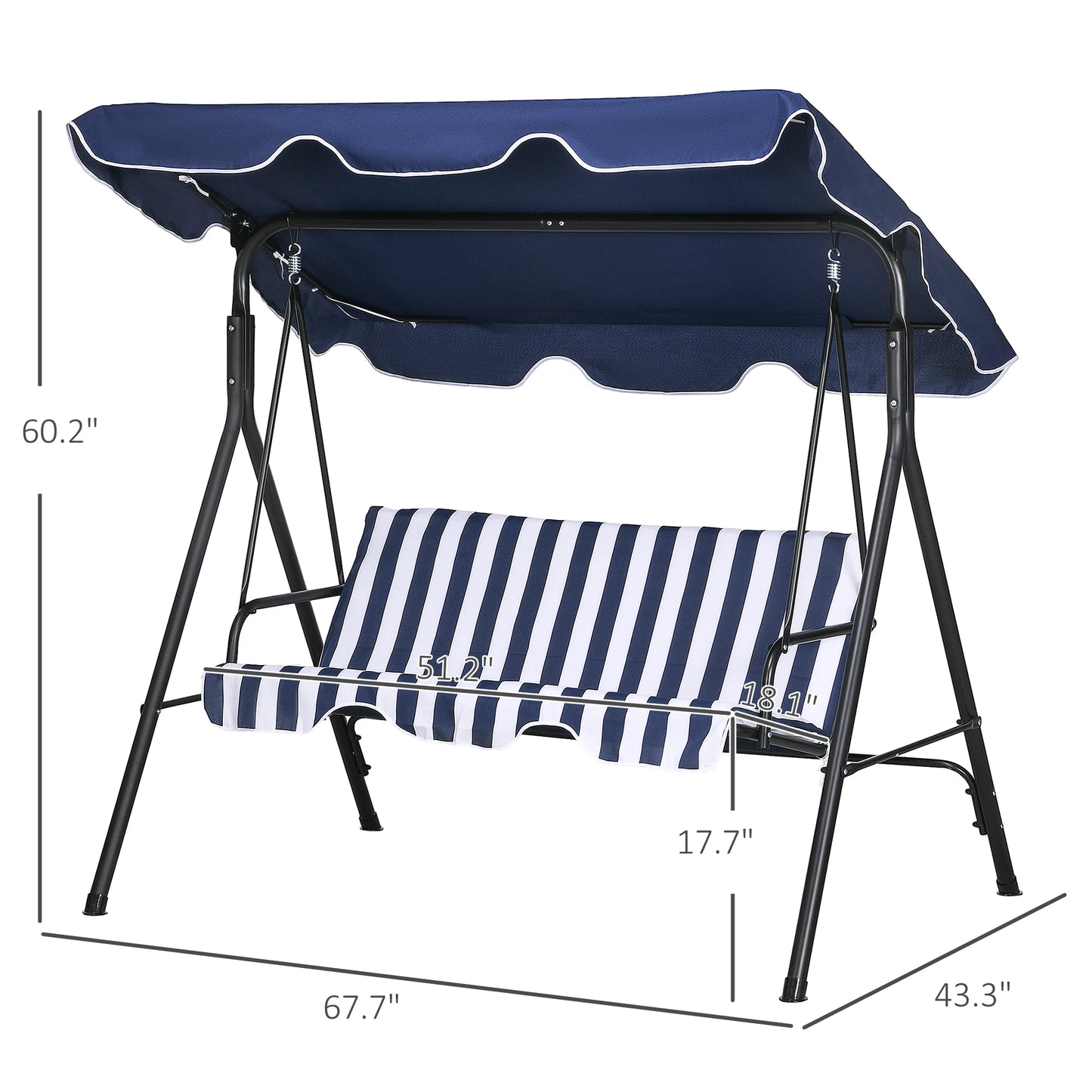 Outsunny Porch Swing Hammock Bench With Canopy Outdoor
