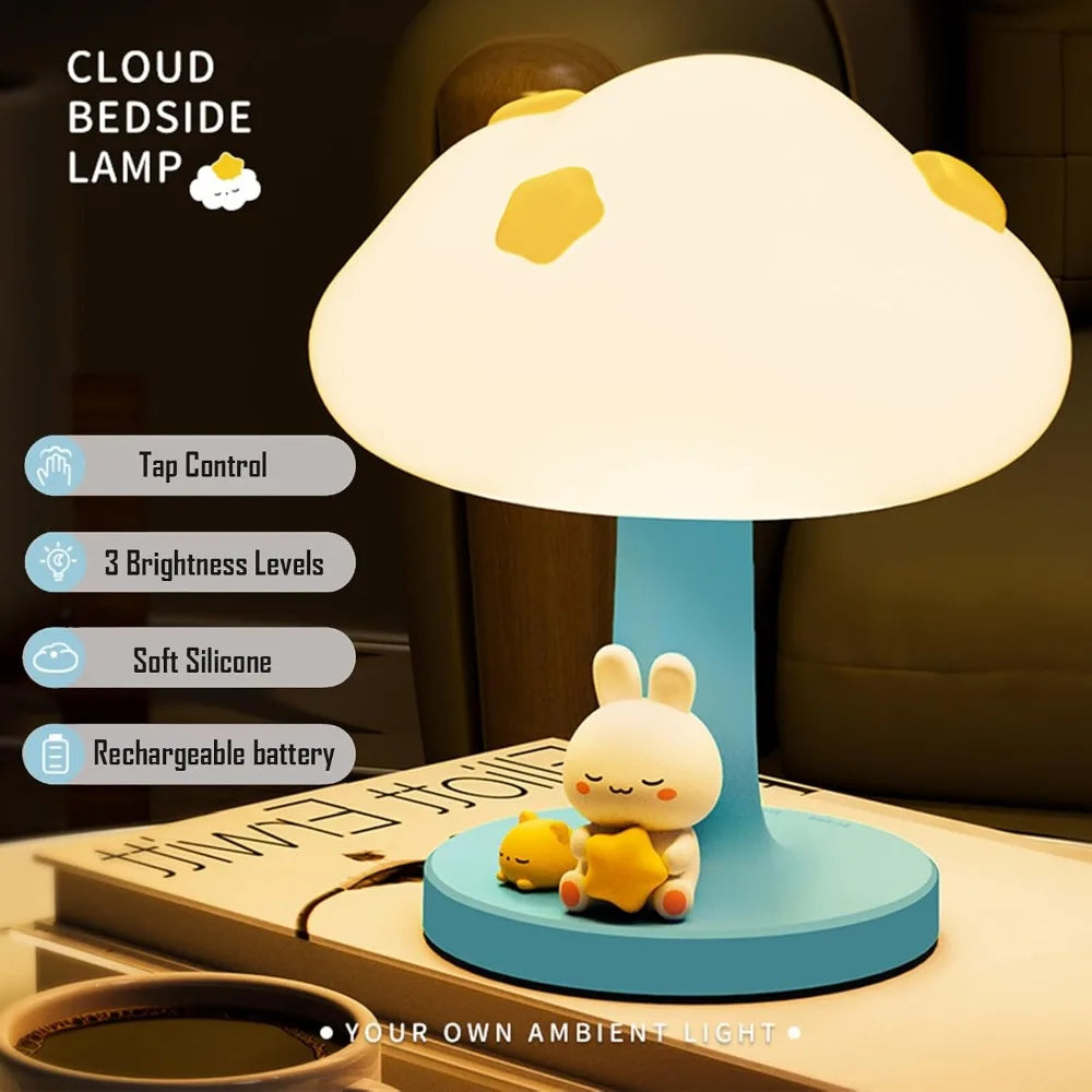 Cloud And Bunny Rechargeable Night Light Tap Control Silicone