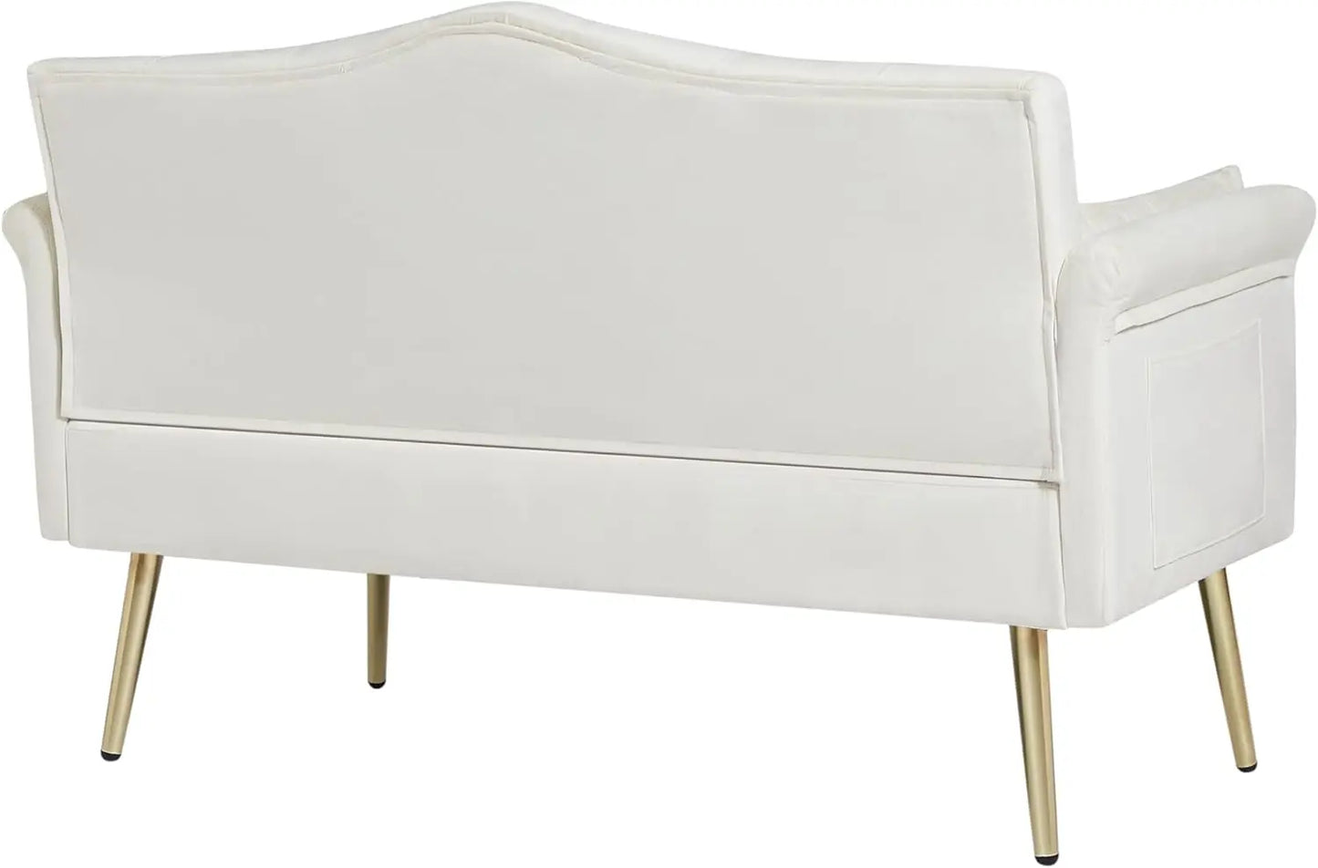 Velvet Loveseat With Gold Metal Legs And Tufted Back