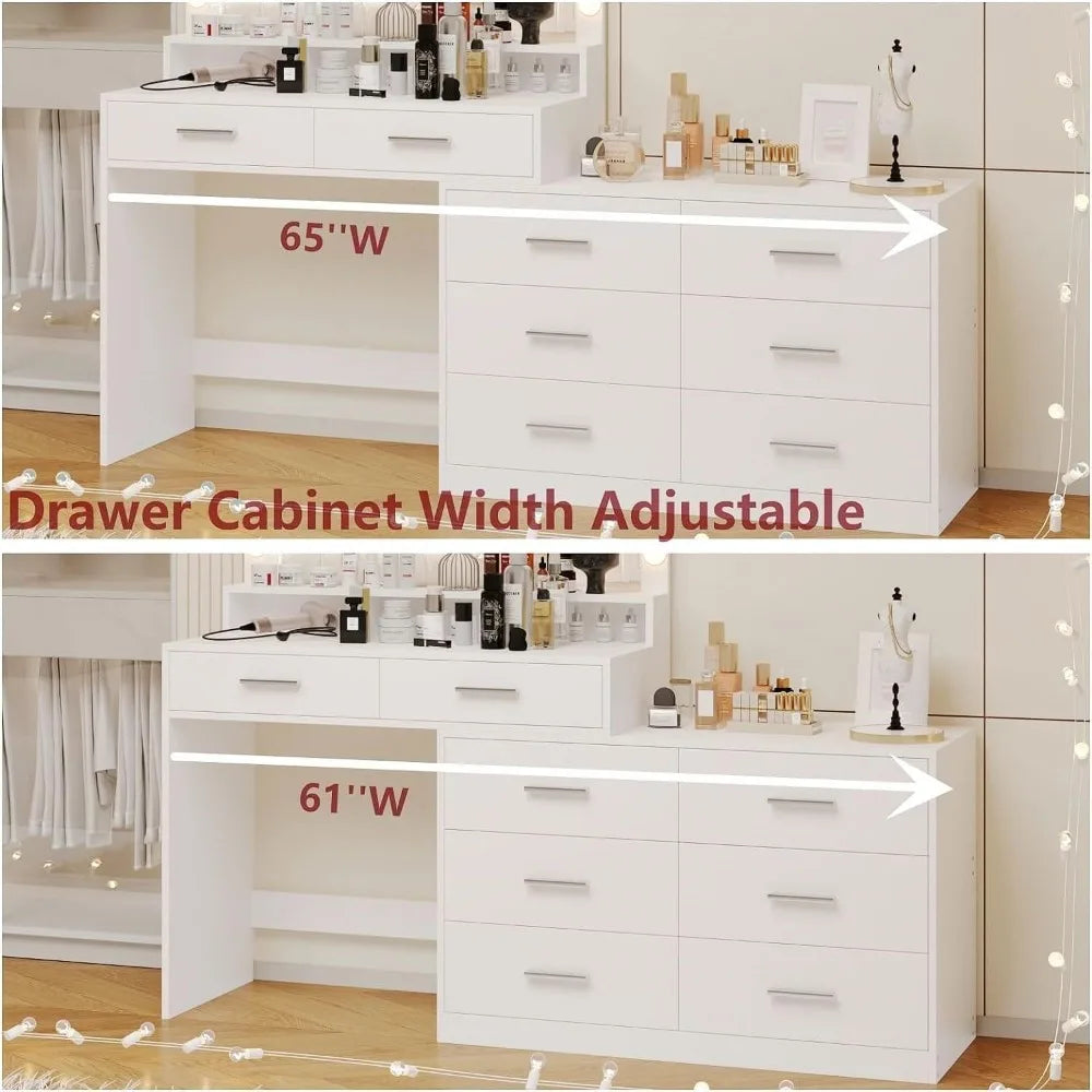 Hign-concerned Vanity Desk With Mirror Bright LED Lights