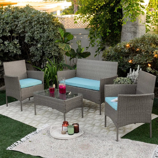 Barton Outdoor Patio Set With Table And Cushioned Chairs