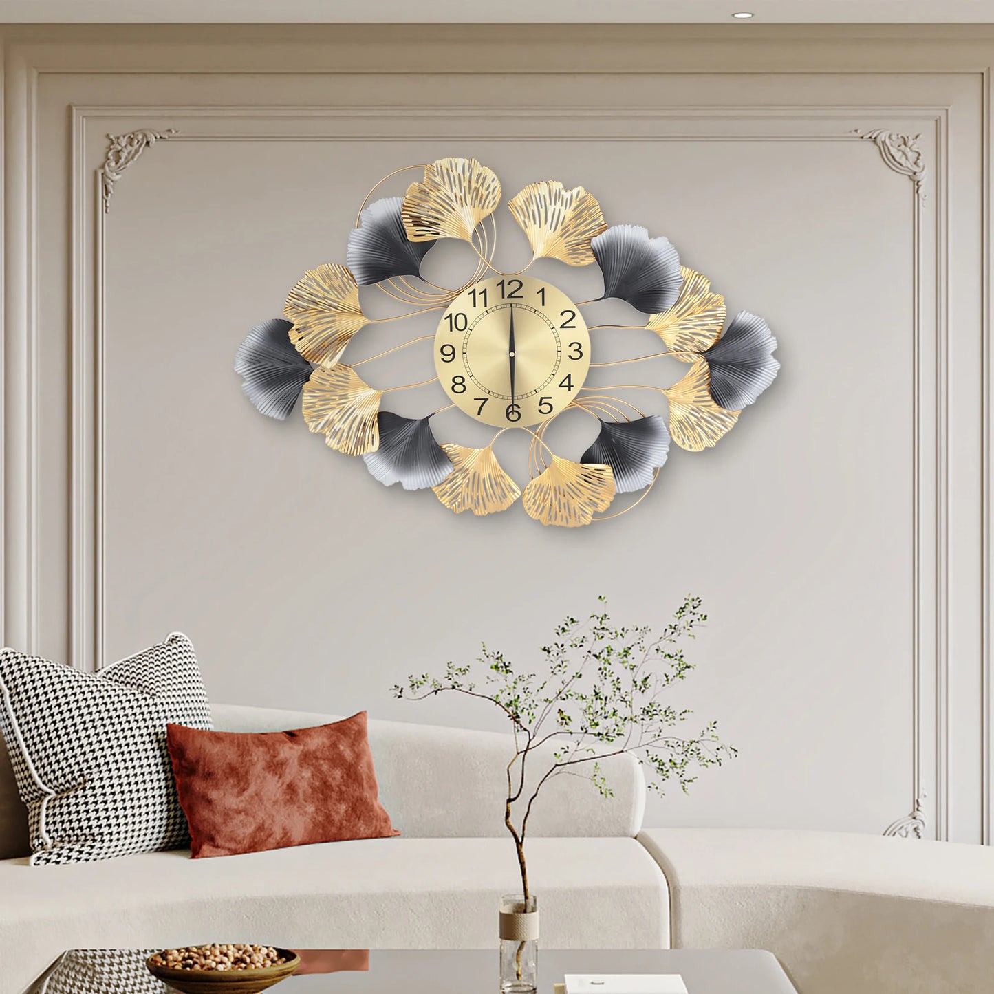 Modern Wall Clock Living Room Decor Luxury Gold Finish
