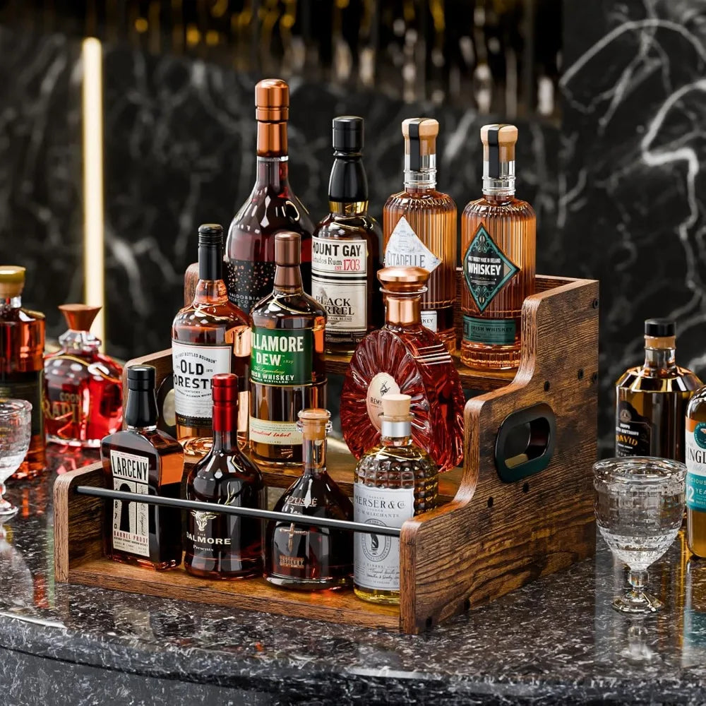 NBVCX Three Tier Countertop Liquor Display Shelf Organizer