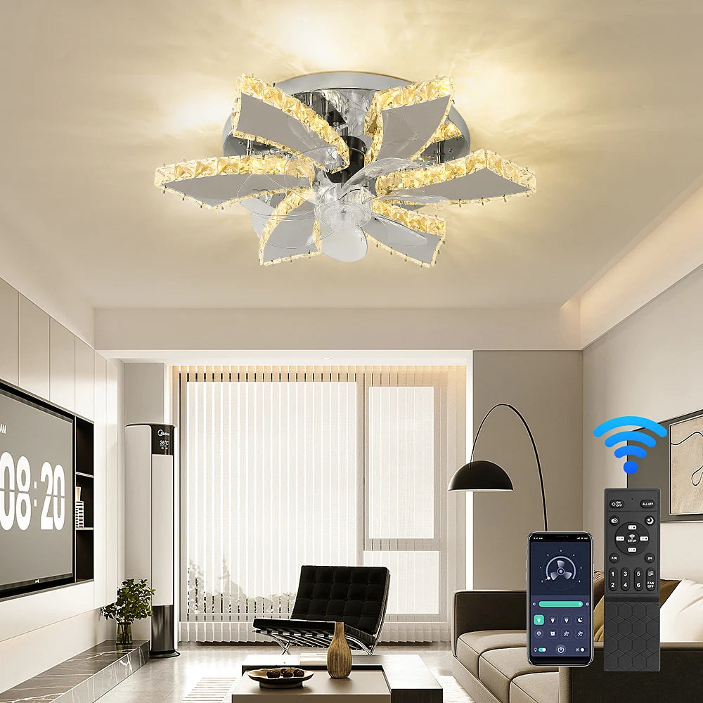Vetrulus Modern Crystal LED Chandelier With Smart Remote Control