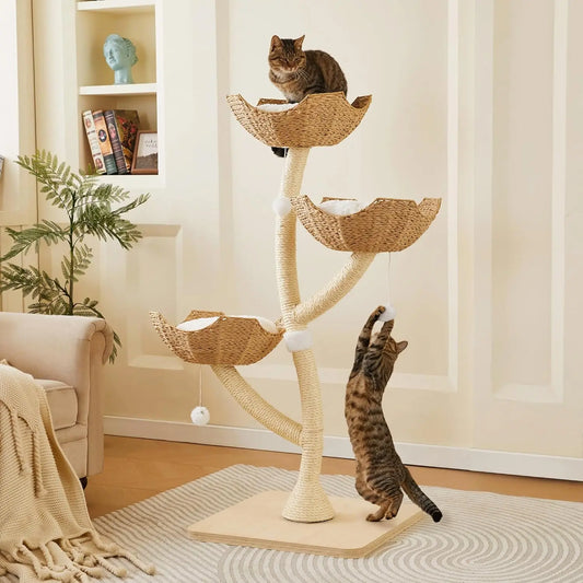 Modern 53 Inch Cat Tree Scratching Tower Multi-Level Condo for Small and Large Cats