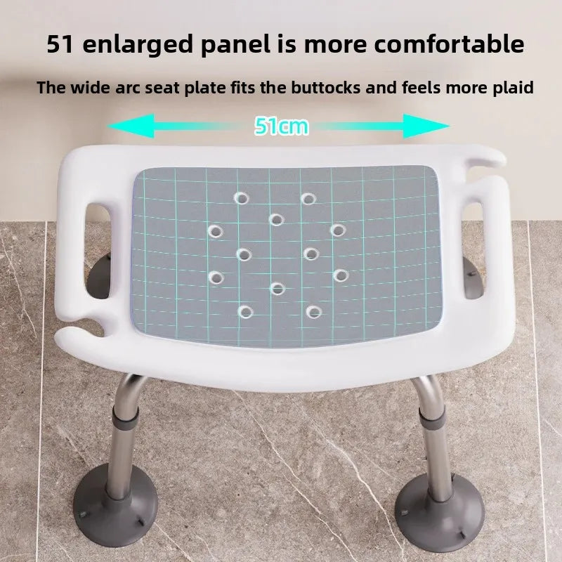 Adjustable Height Non Slip Shower Chair With Backrest