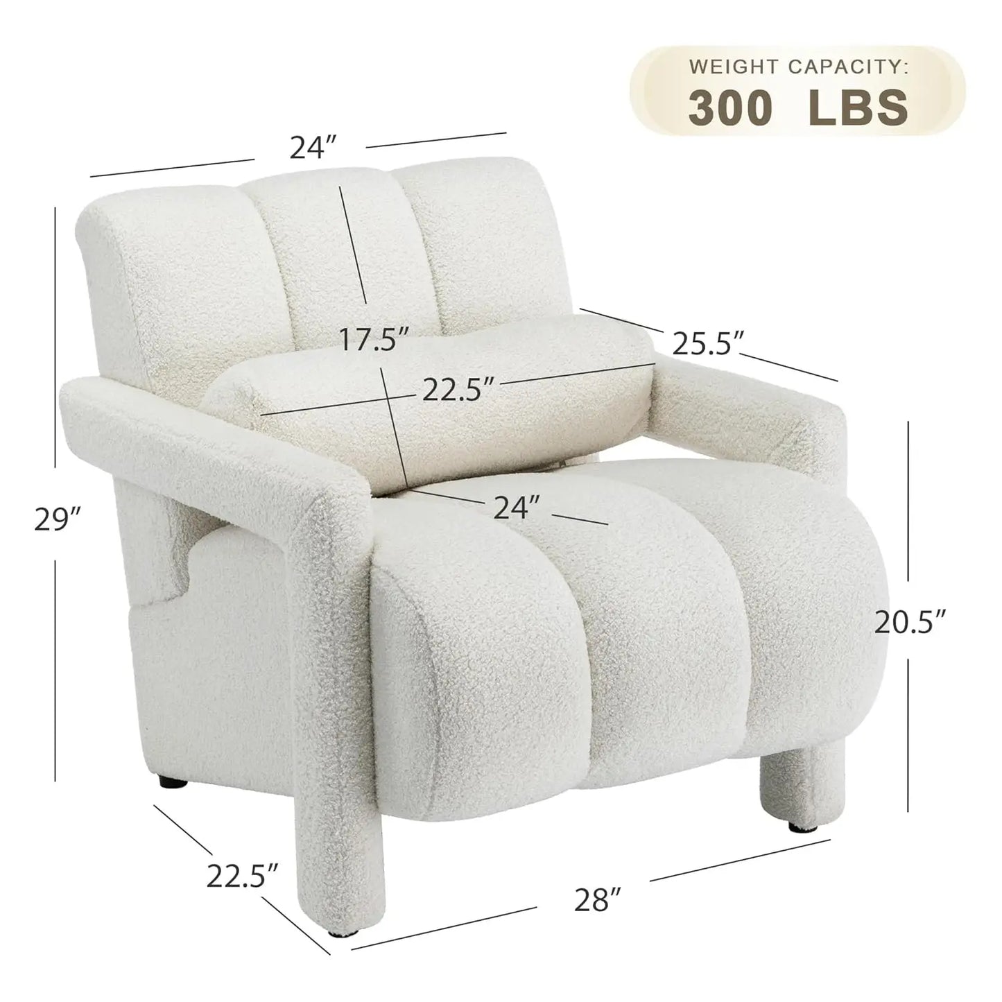 Lambswool Accent Chair Modern Upholstered Teddy Armchair