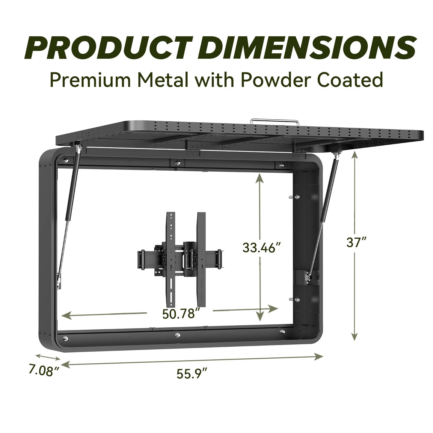 Outdoor TV Enclosure Waterproof Weatherproof Metal Cabinet Gas Struts