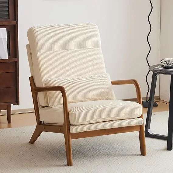 Mid Century Modern Accent Chair with Pillow Upholstered Lounge Armchair