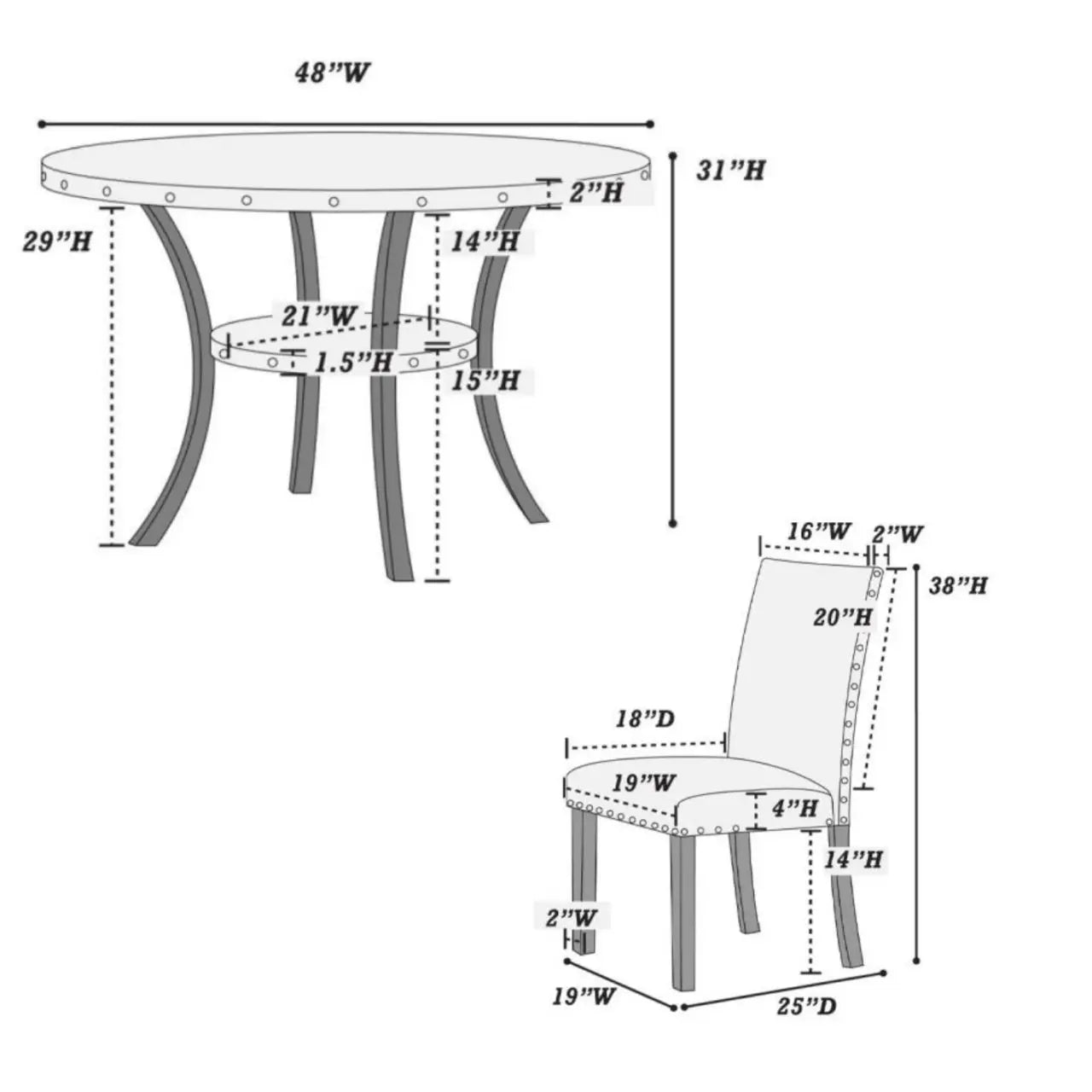 Dining Set With Round Table And Four Chairs Rubberwood Veneer