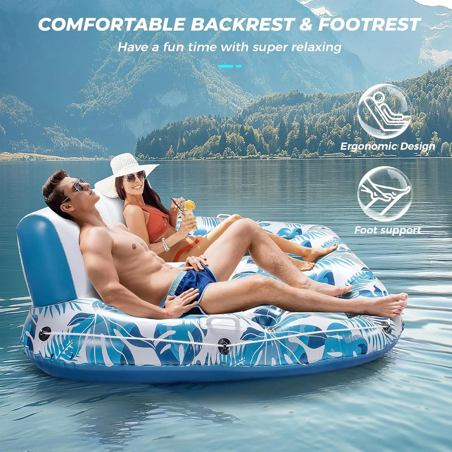 Pool Floats Inflatable Lounger One To Three With Backrest
