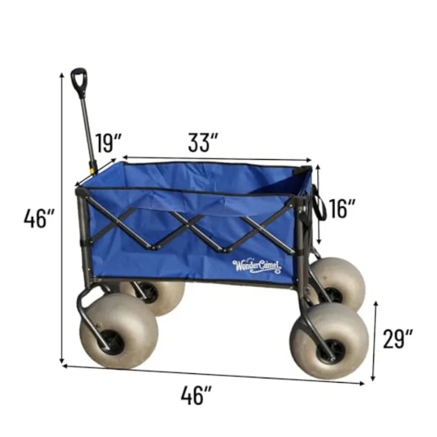 LISM Balloon Wheel Beach Wagon for Sand Collapsible
