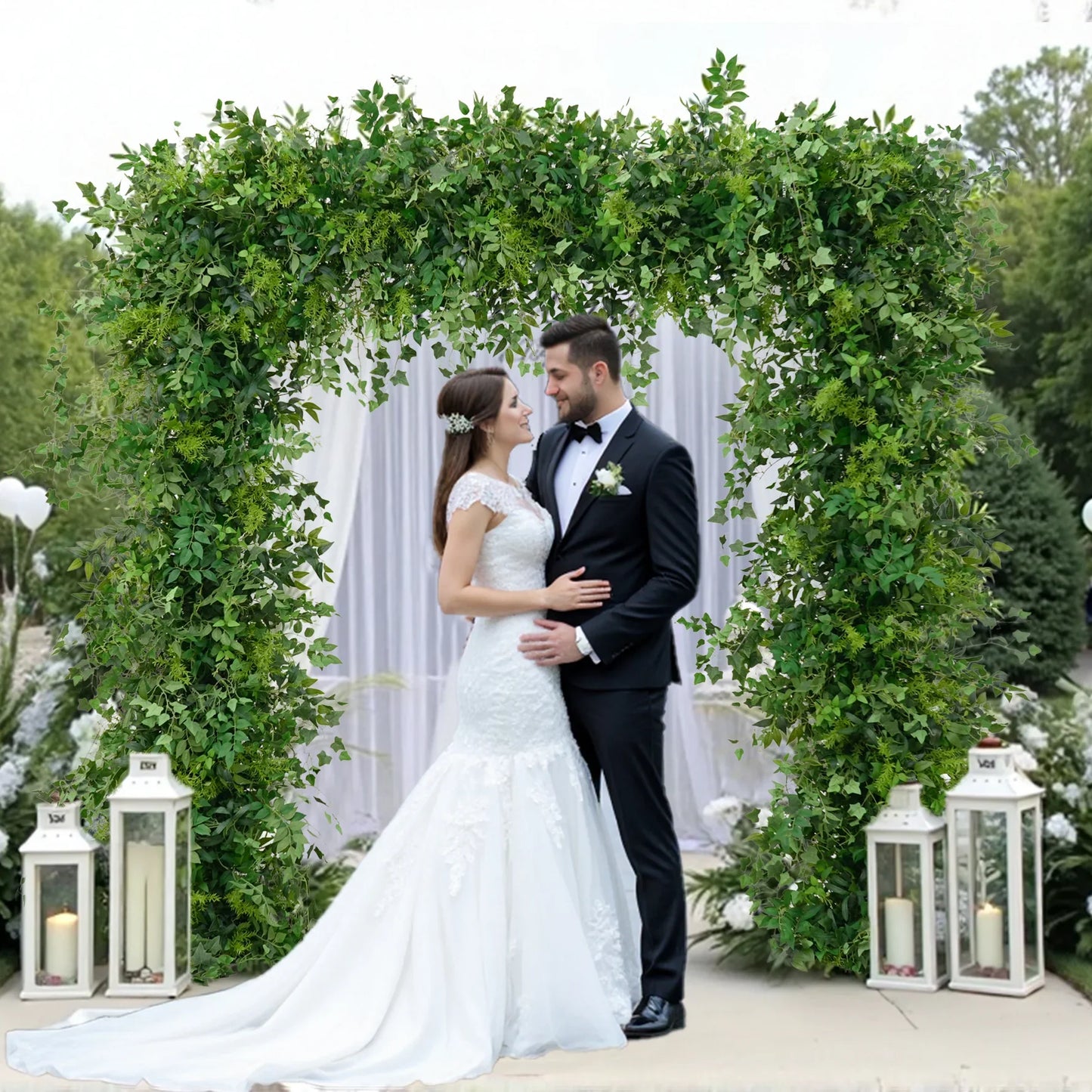 Angela Flower Mori Greenery Wedding Backdrop Arch Floral Arrangement