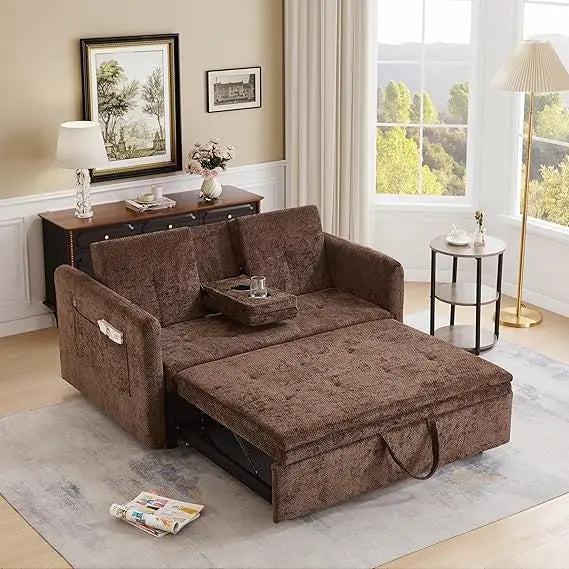DAFIFY Convertible Sofa Bed With USB Ports And Cup Holders