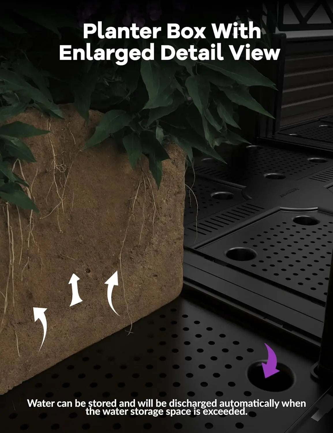 HiMISS Plastic Plant Box with Metal Trellis
