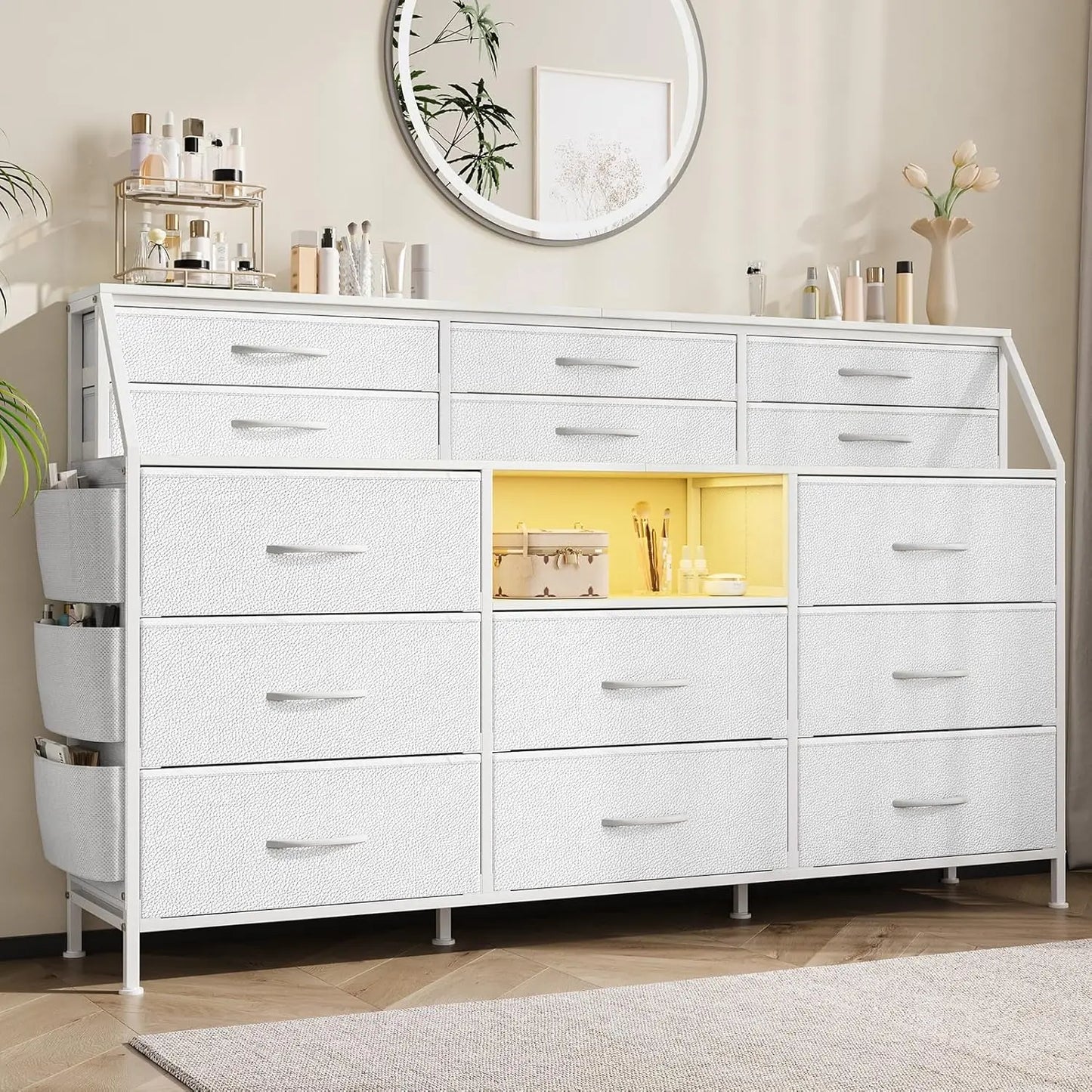 14 Drawer Dresser With Wooden Top Frame Television Stand