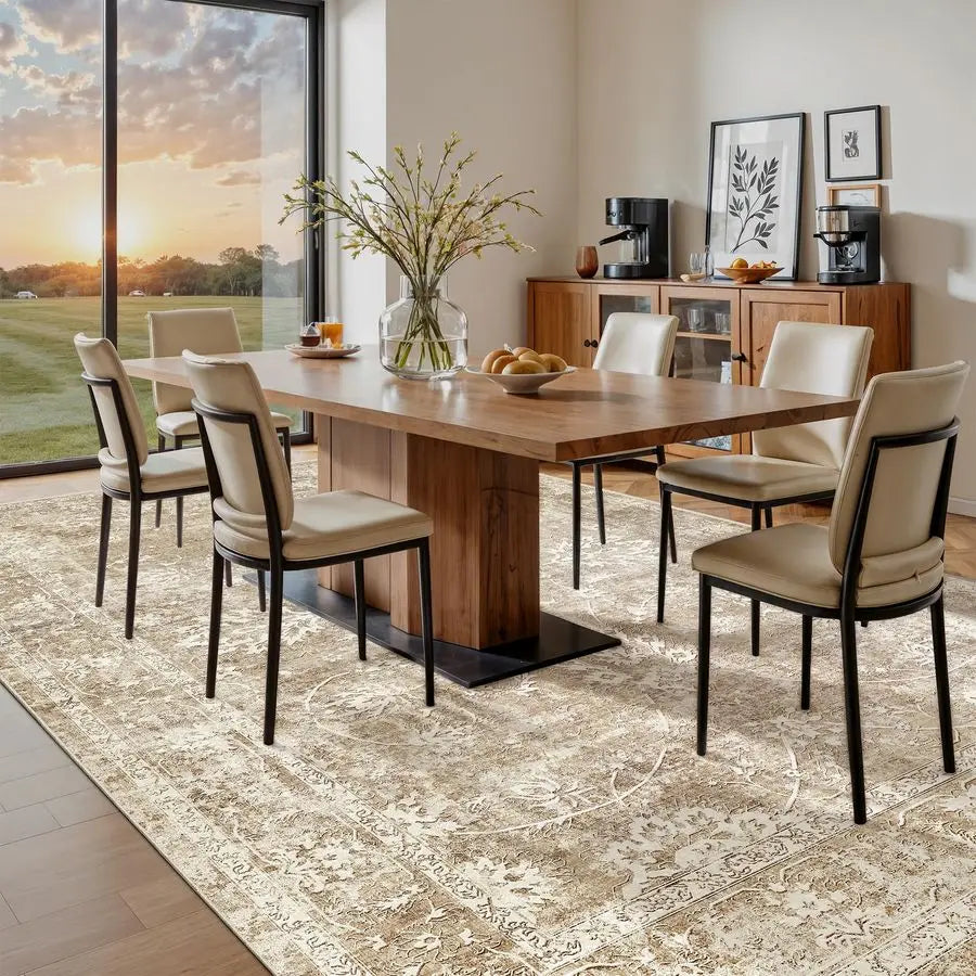 Machine Washable Vintage Natural Area Rug With NonSlip Backing