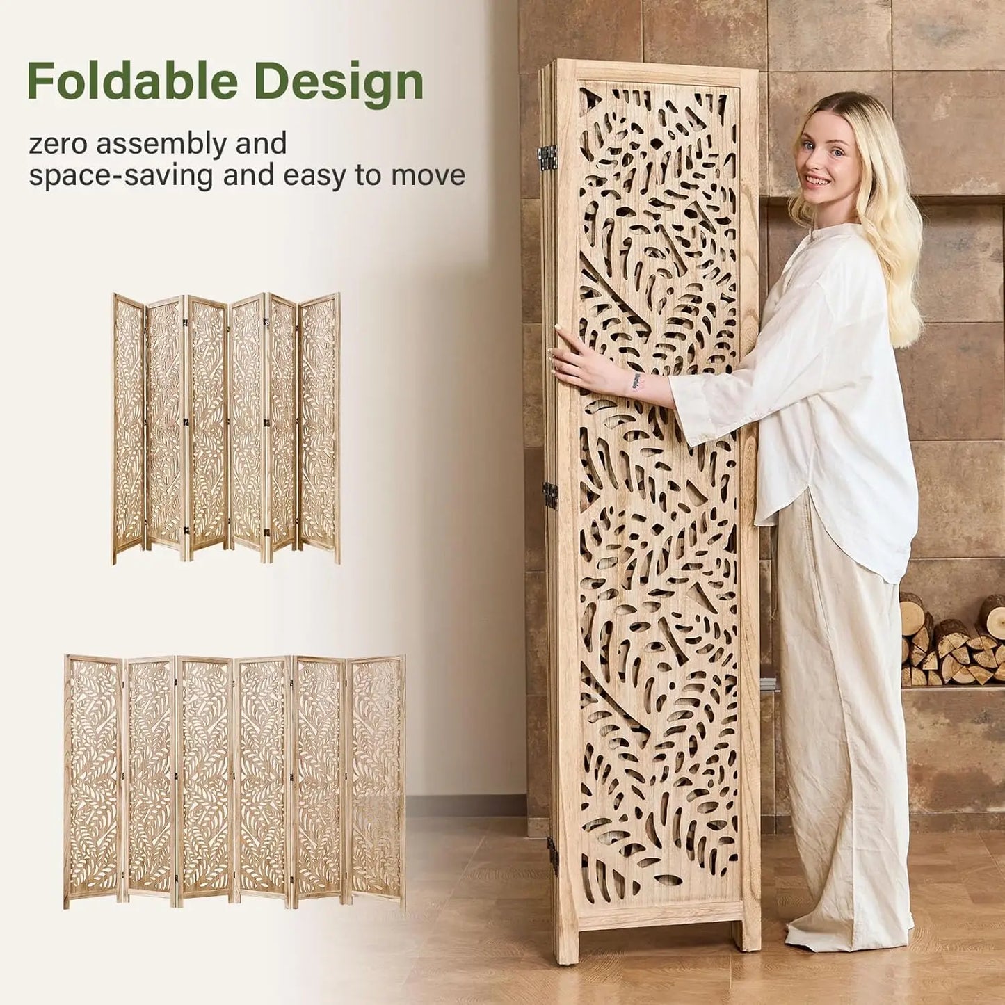 Folding Decorative Wood Screen Dividers Panel For Home Use