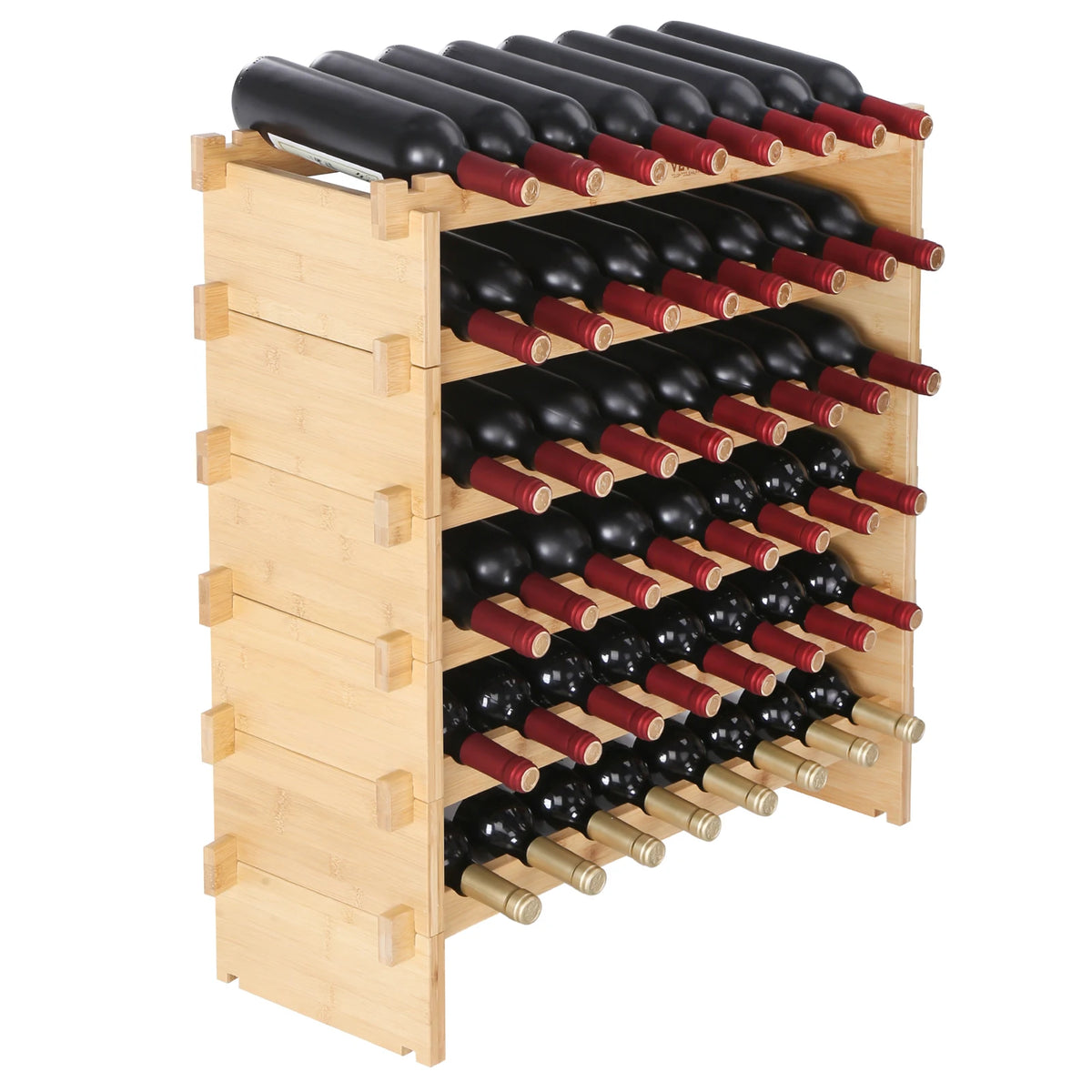 SucceBuy Stackable Modular Bamboo Wine Rack Storage Display Shelves