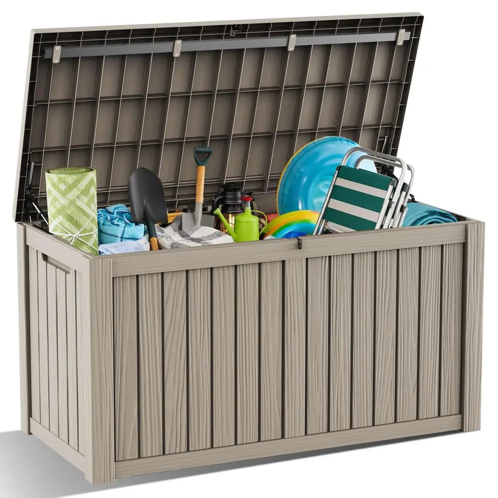 Outdoor Storage Box Lockable Resin Deck Box Reinforcement