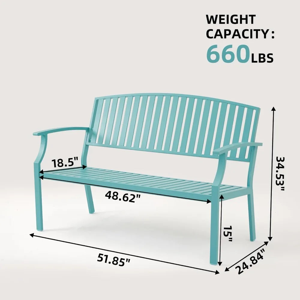 Aluminum Outdoor Bench Weatherproof Patio Garden Loveseat
