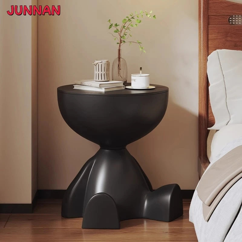 Cream Flat Top Coffee Table With Movable Round Side