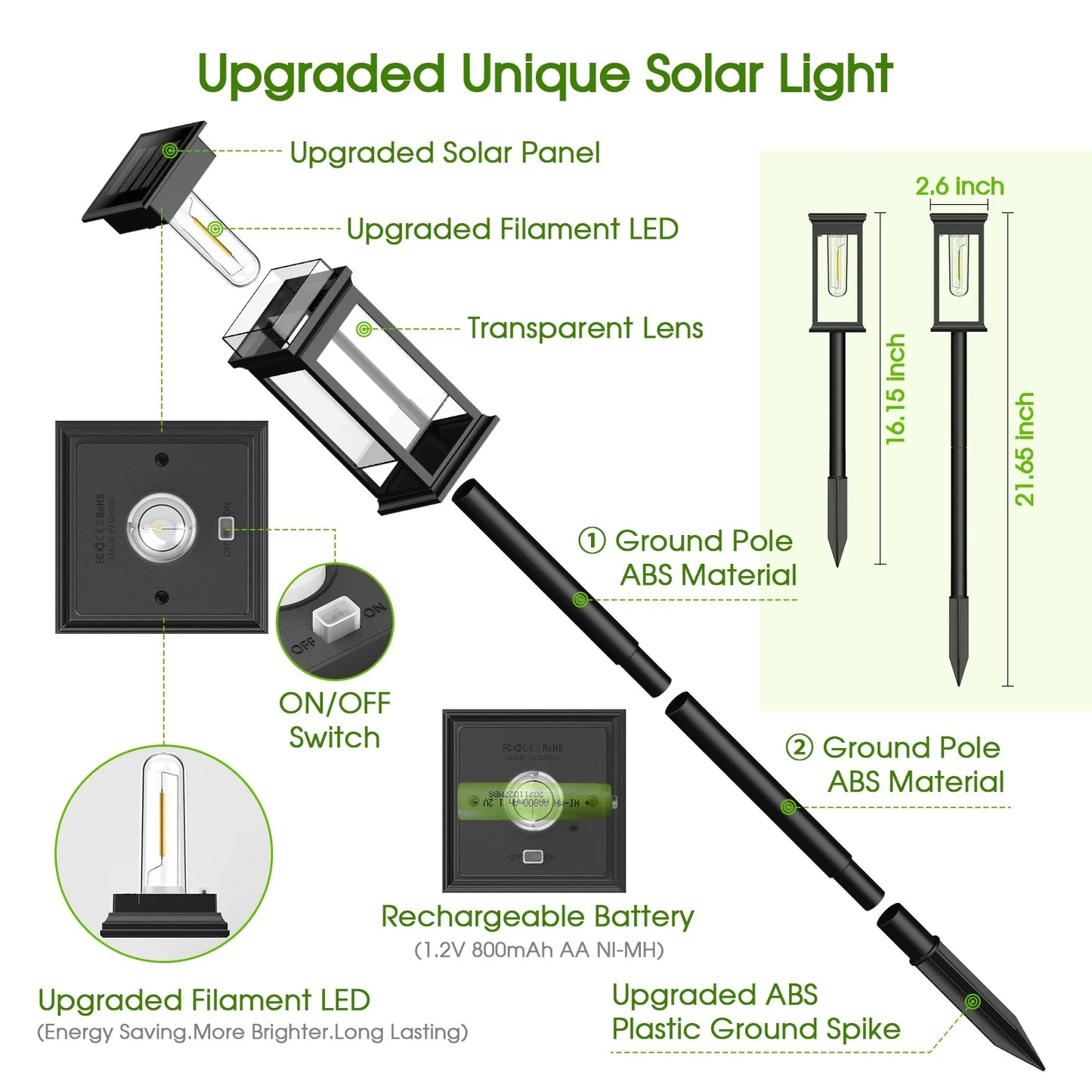 KPSTEK Solar Lights 6 Pack Outdoor Garden Pathway Glow