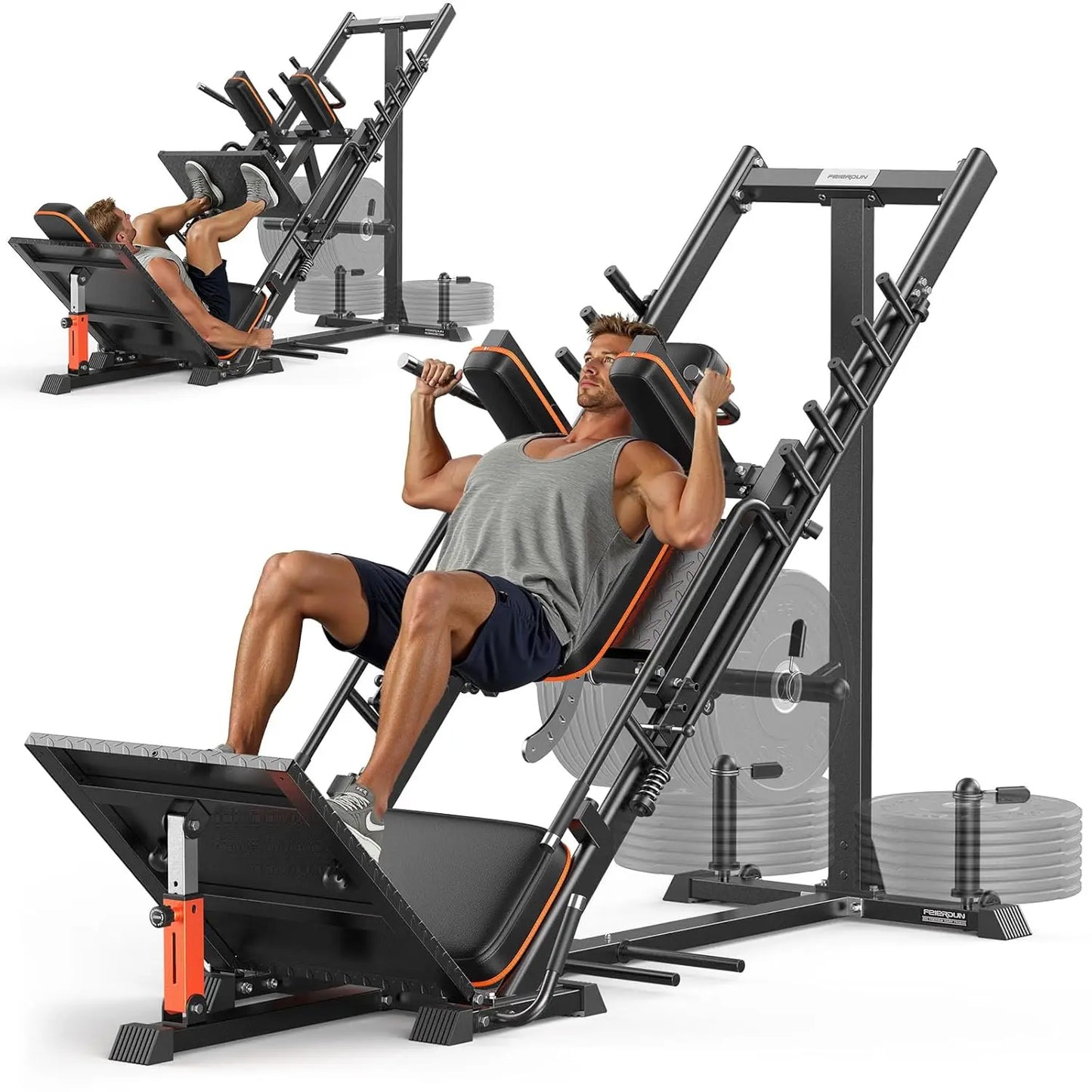 3 In 1 Leg Press Hack Squat Machine With Ultra Quiet Pulley System