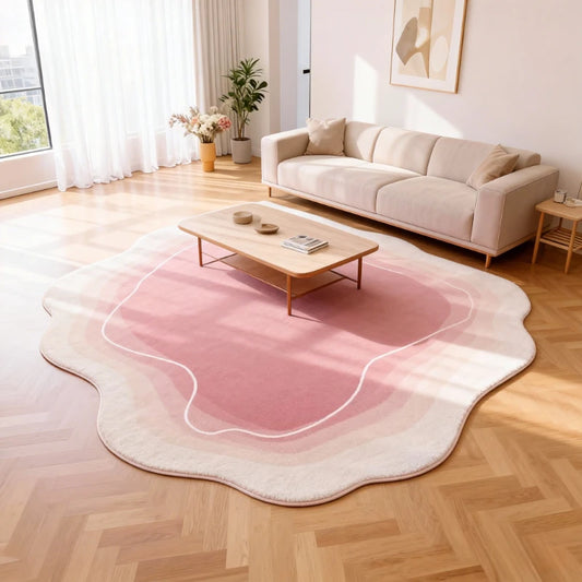 NONEDE Irregular Shape Rug Plush Gradient Living Room Carpet