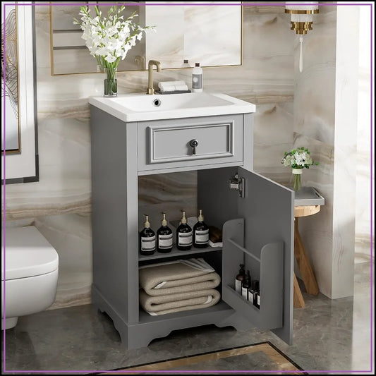 Solid Wood Bathroom Vanity With Soft Close Door Sink
