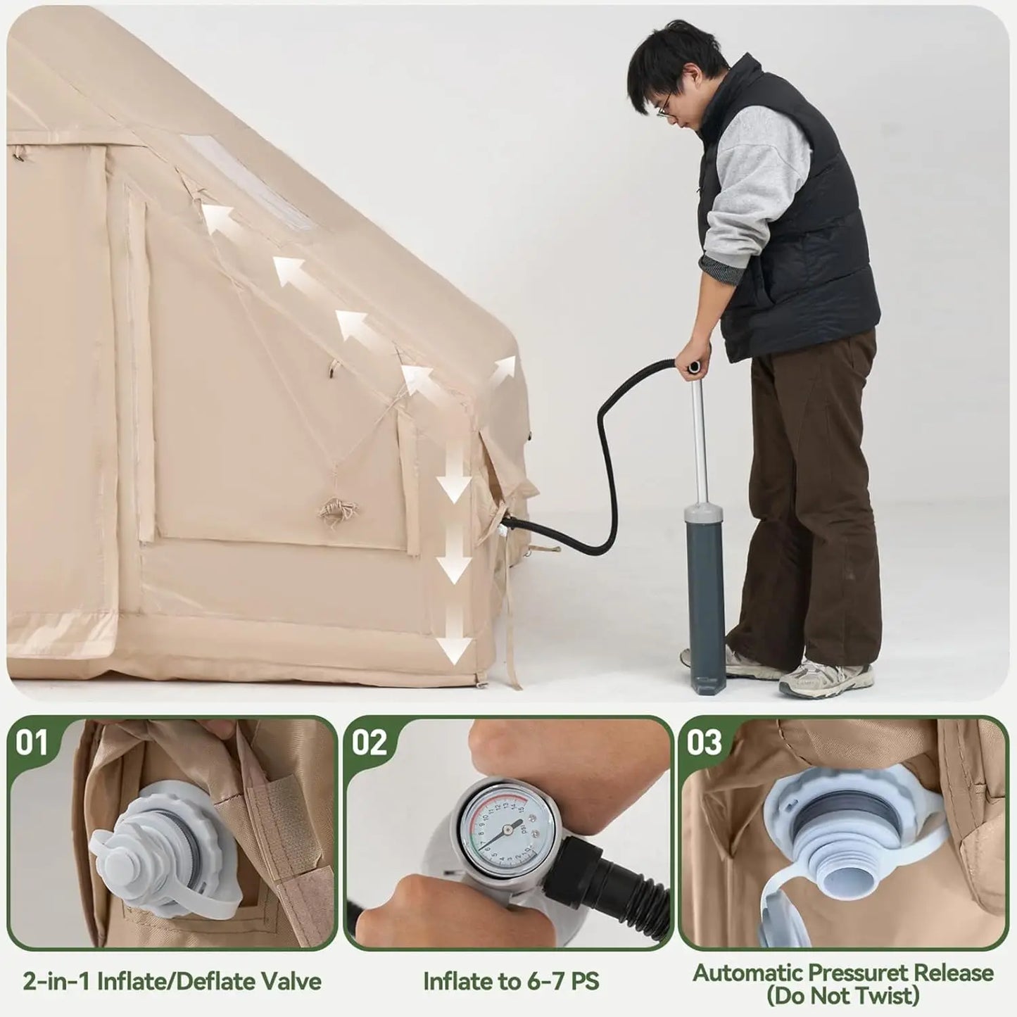 Inflatable Camping Tent For Four To Eight People Shelter