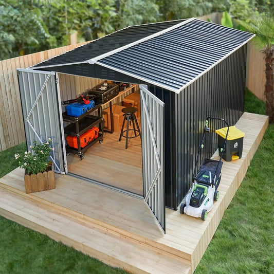 Outdoor Metal Storage Shed With Waterproof Reinforced Frame