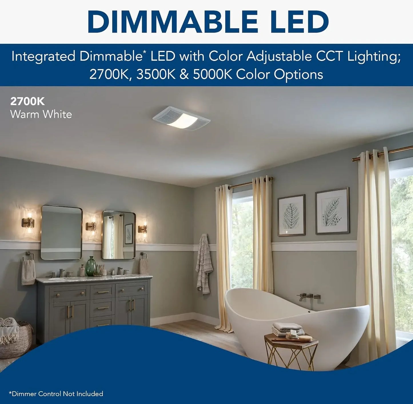 PowerHeat Bathroom Exhaust Fan Heater and LED Light Combination 80 CFM