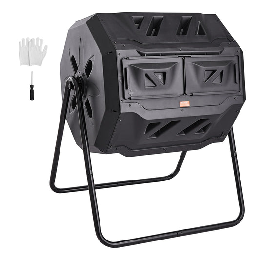Dual Chamber Compost Tumbler Bin For Garden And Kitchen