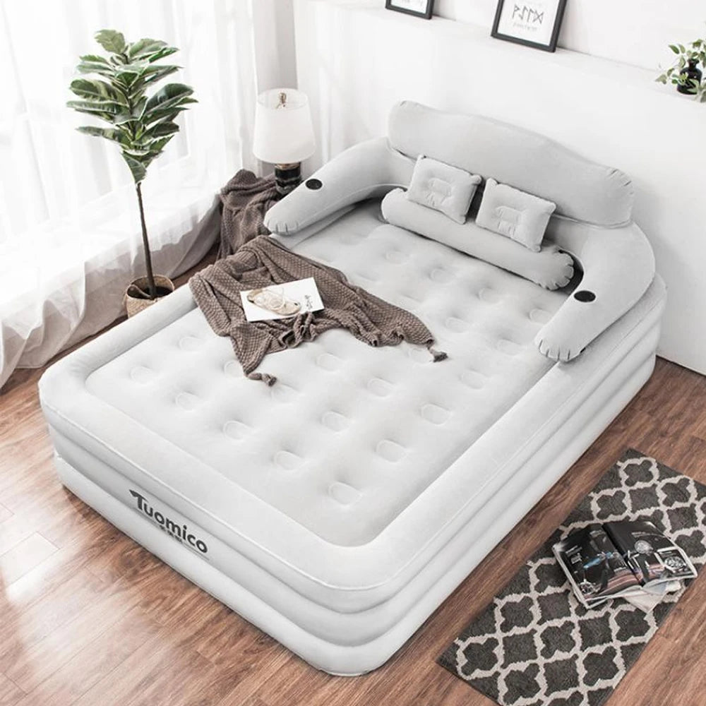 NONECN Inflatable Camping Air Bed With Backrest For Two