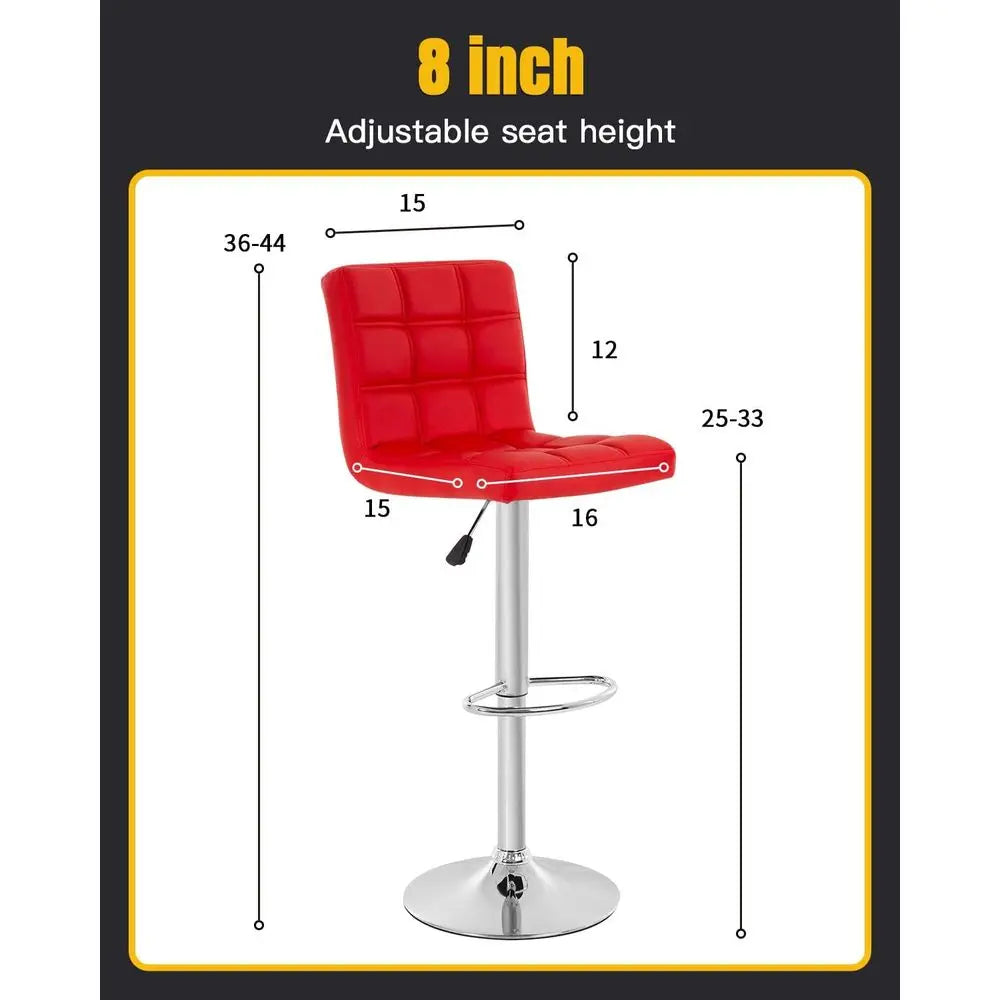Bar Stool Set Adjustable Swivel PU Leather Chair Modern