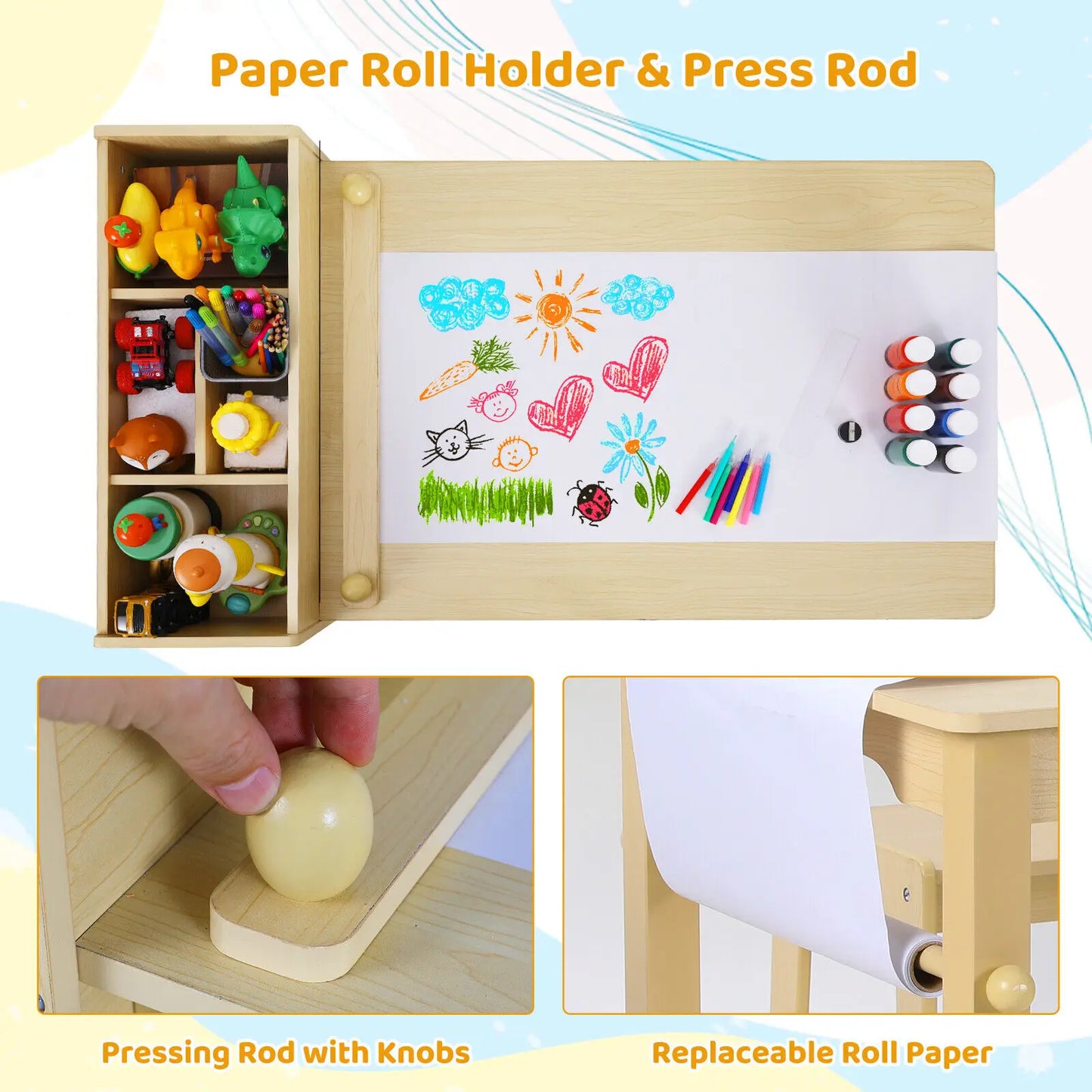 AuAgFinishes Wooden Kids Art Table And Chair Set