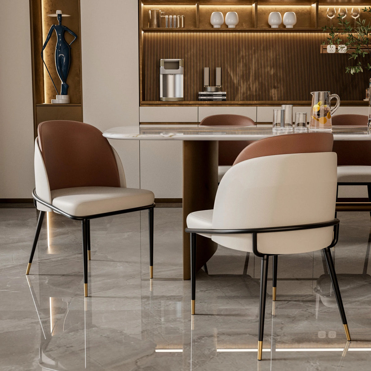 Modern Faux Leather Dining Chairs With Padded Upholstery