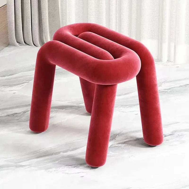 Plush Irregular Velvet Makeup Chair For Girls Bedroom