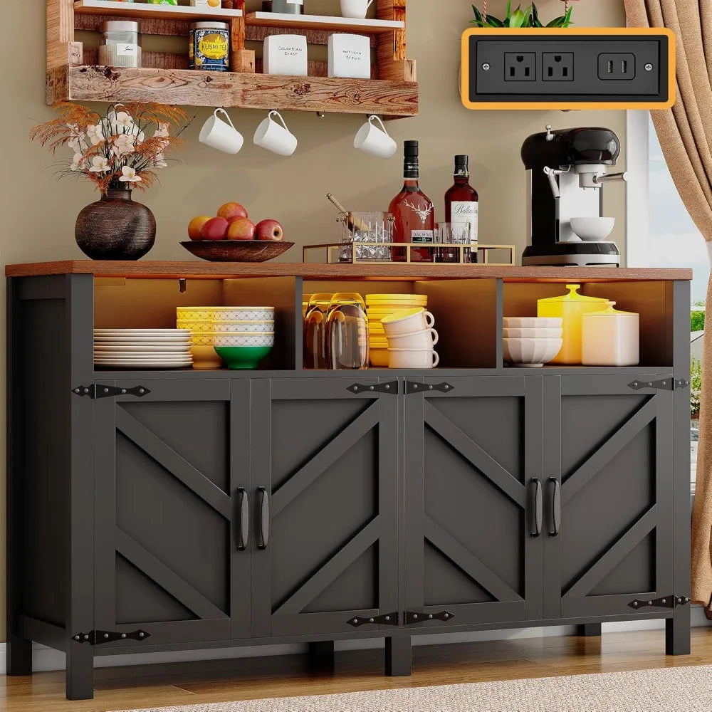 MKDK Buffet Sideboard With Storage And LED Lighting