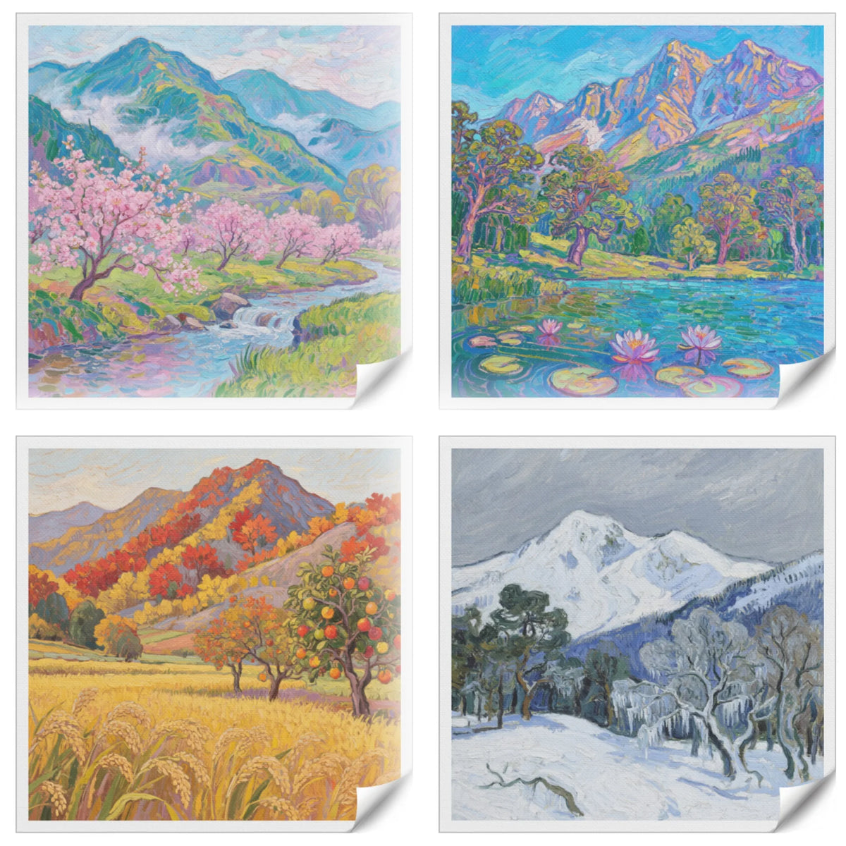 Four Seasons Landscape Canvas Wall Art Print Home Decoration
