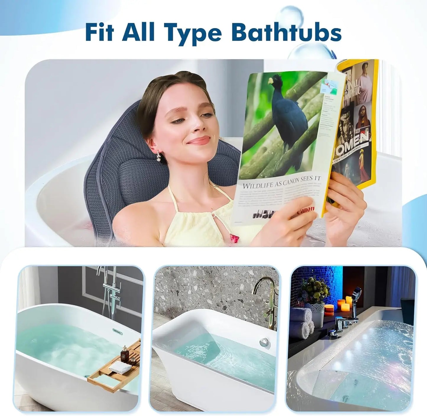 Extra Thick Bath Pillow With Head And Neck Support