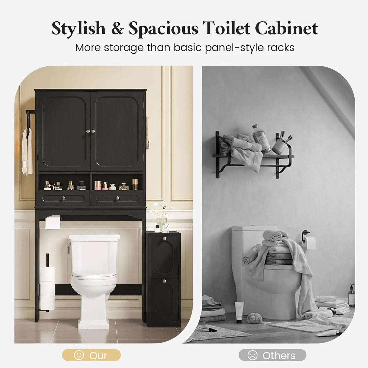 Over The Toilet Storage Cabinet With Towel Holder Organizer