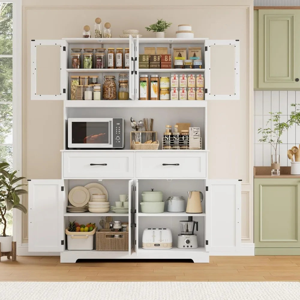 Charge Kitchen Pantry Storage Cabinet With Microwave Hutch
