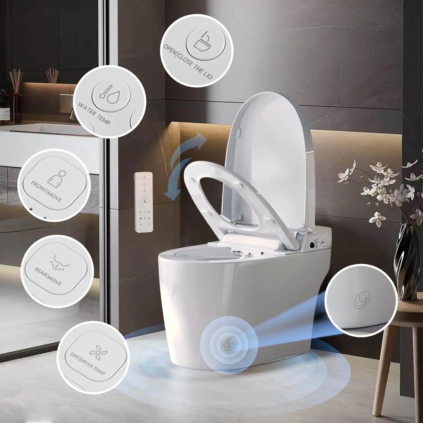 Sh.Kl Smart Toilet Bidet With Remote Control Heated Seat